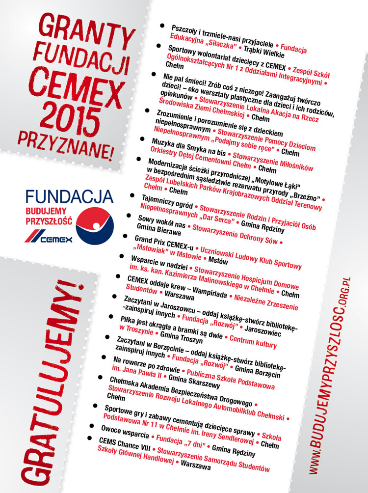 granty fundacji cemex 2015