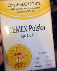 Złoty Listek CSR POLITYKI dla CEMEX Polska