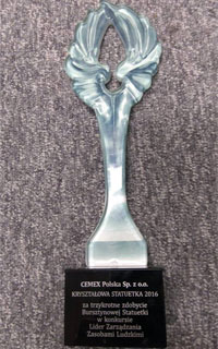 CEMEX nagrodzony Kryształową Statuetką w Konkursie Lider Zarządzania  Zasobami Ludzkimi