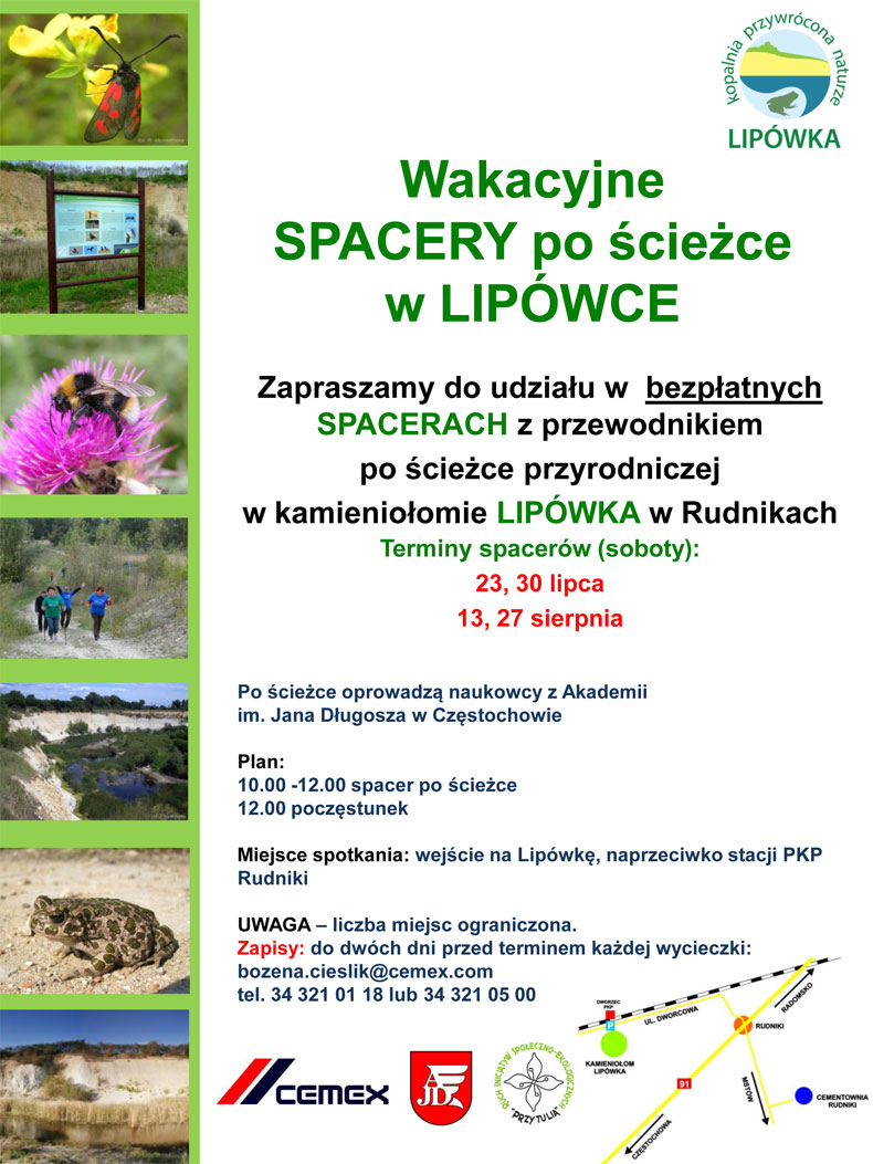 Zaproszenie do udziału w bezpłatnych, wakacyjnych spacerach po ścieżce w Lipówce