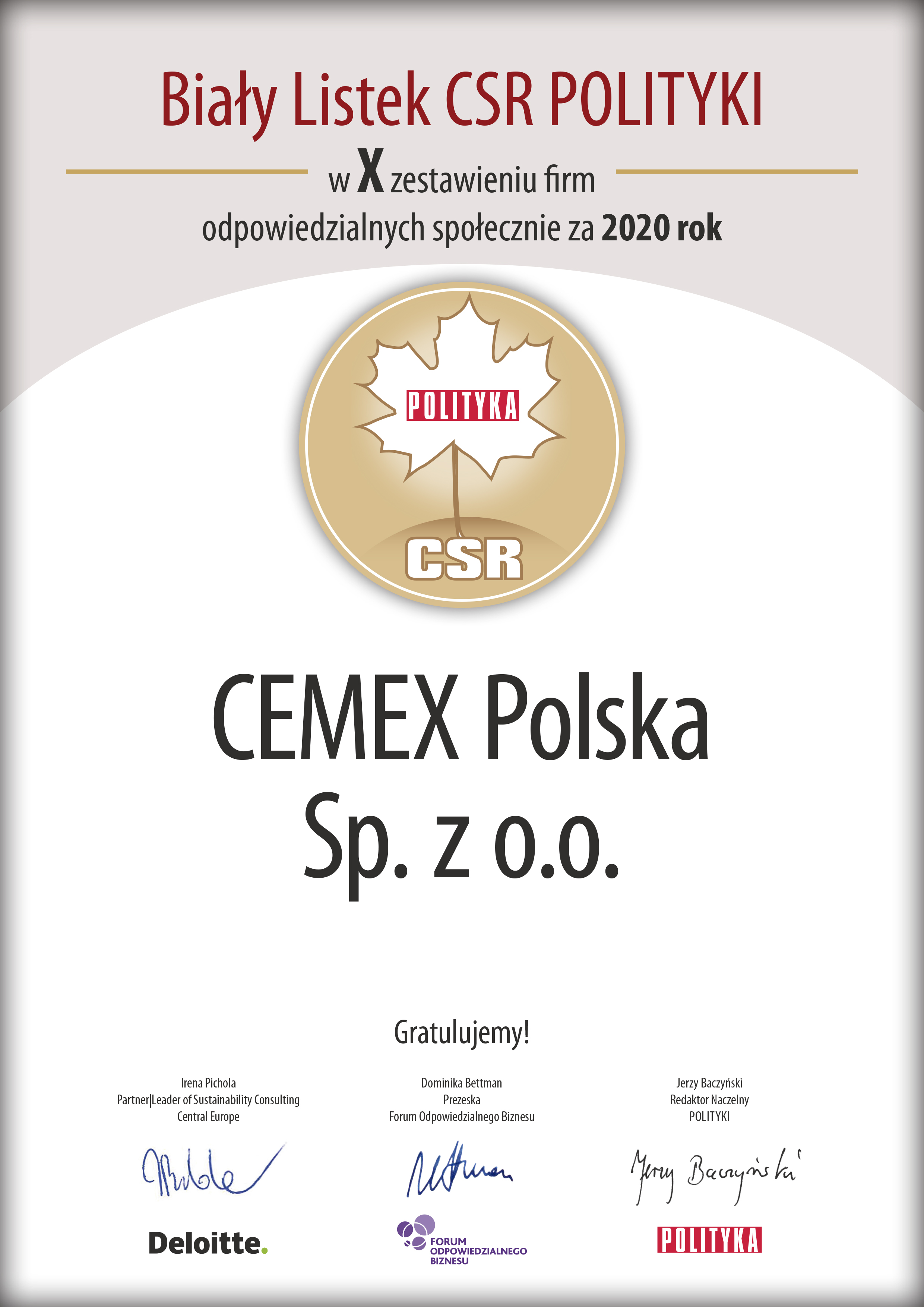 csr cemex, biały listek csr, cemex polska