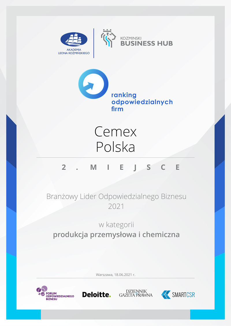 ranking odpowiedzialnych firm, cemex polska, nagroda cemex, fundacja cemex