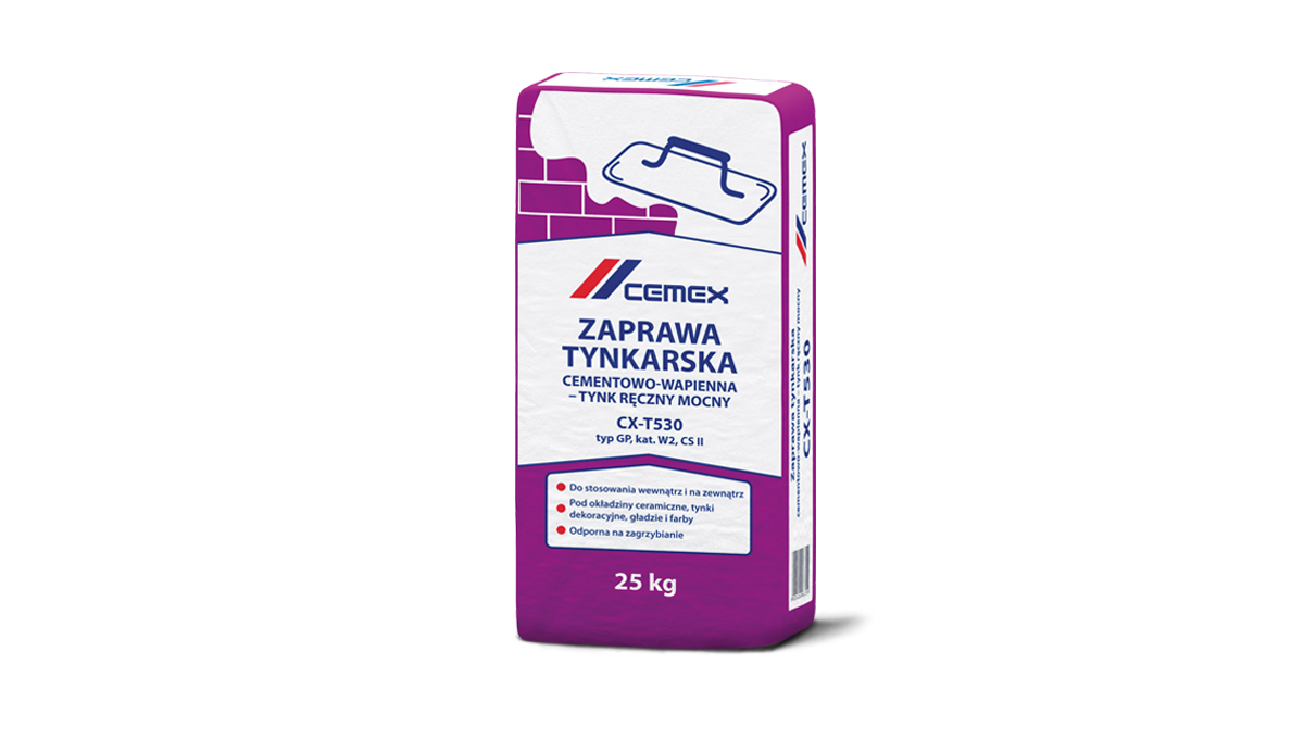Zaprawa tynkarska cementowo-wapienna - tynk ręczny mocny CX-T530