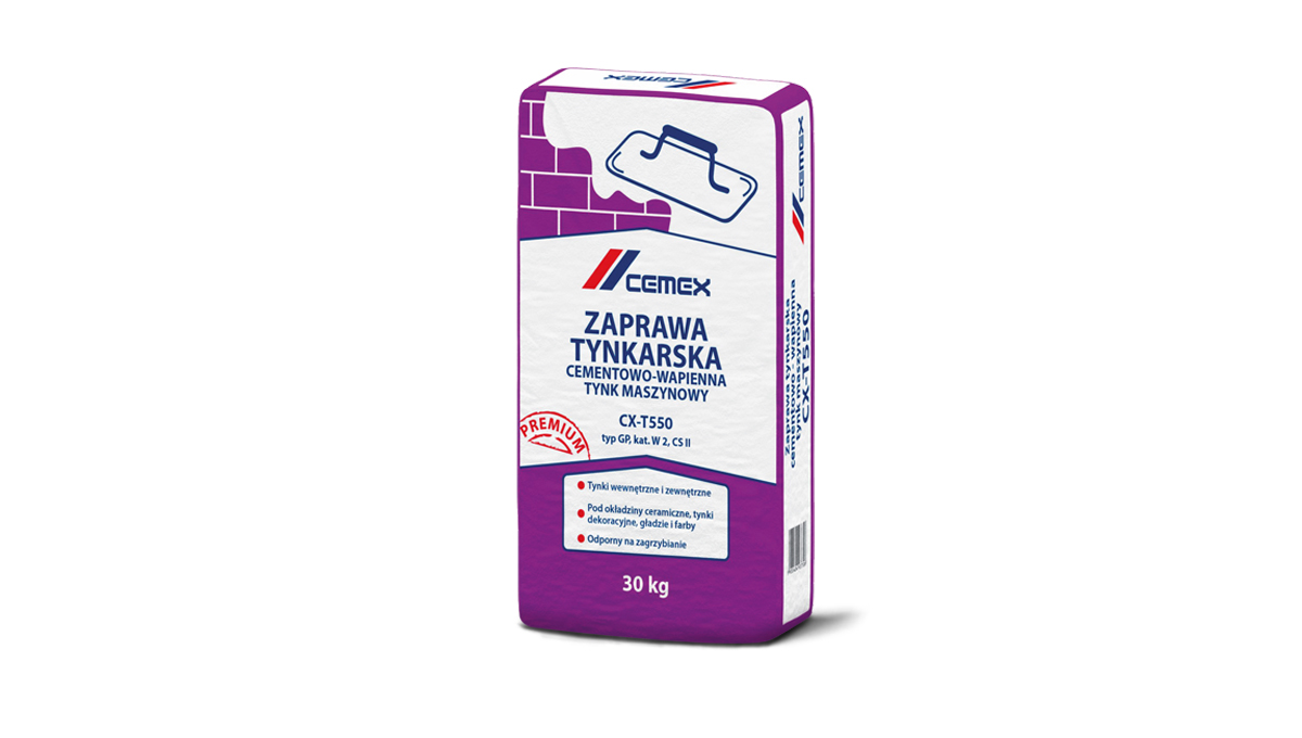 Zaprawa tynkarska cementowo-wapienna – tynk maszynowy CX-T550